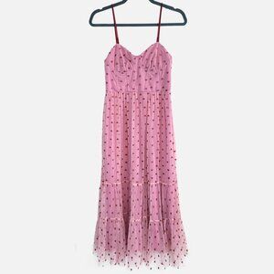 Betsey Johnson Classically Pink Heart Dress Pale Pink Red Glitter Hearts…